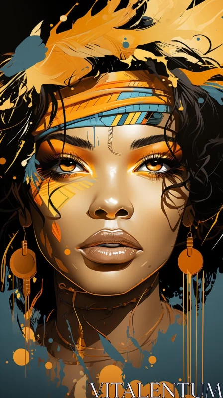 Colorful Afrofuturism Inspired Girl Illustration AI Image