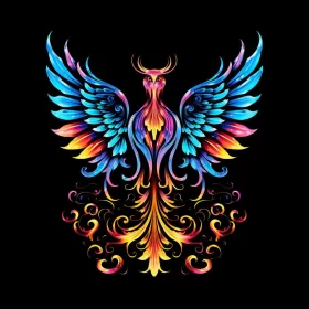 Colorful Phoenix Illustration in Gothic Style AI Image