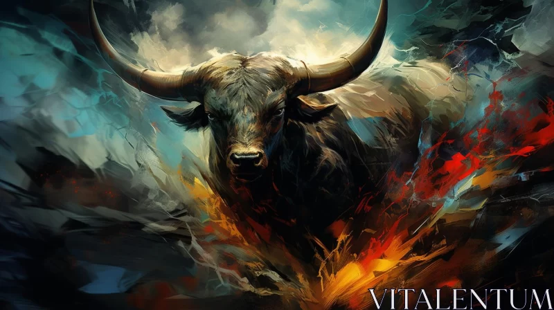 Fiery Bull: A Digital Painting AI Image