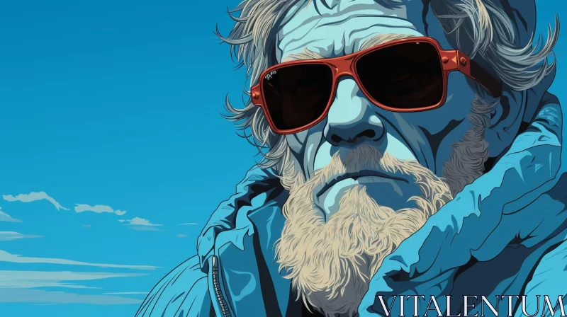 Epic Portraiture of a Bearded Man in Sunglasses AI Image