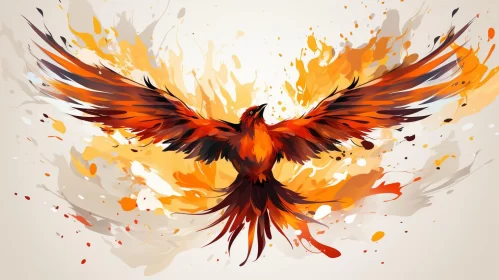 Fiery Phoenix Soaring - Graffiti-Inspired Illustration AI Image