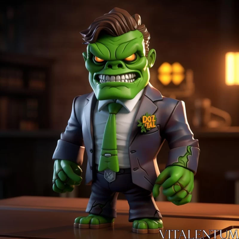AI ART Marvel's Hulk Figurine in Corporate Attire: A Unique Blend of Action and Charm