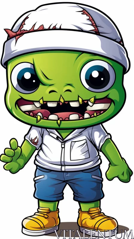 AI ART Charming Alien Zombie Cartoon - A Fusion of Frogcore and Dinocore