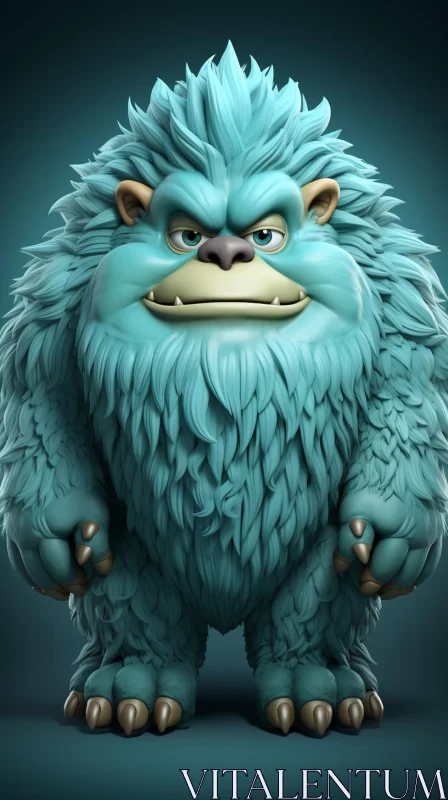 Humorous Blue Monster - A Furry Art 3D Character Design AI Image