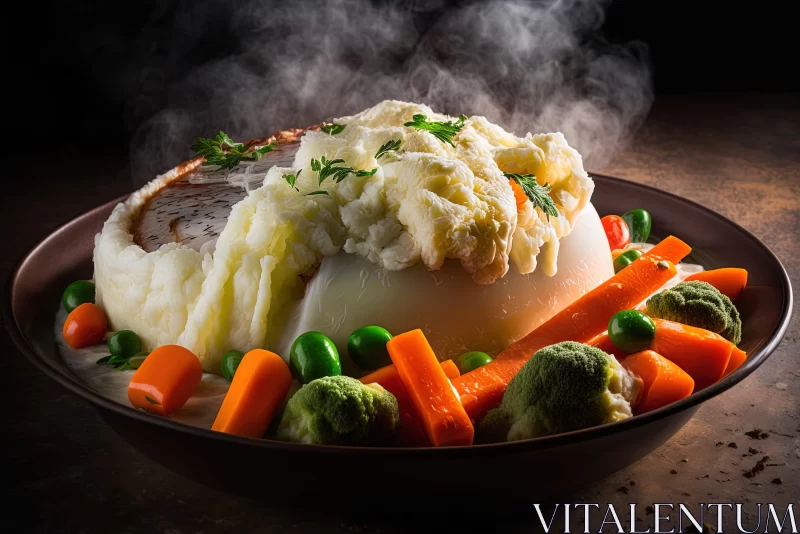 Mashed Potatoes and Vegetables in Atmospheric Mood AI Image