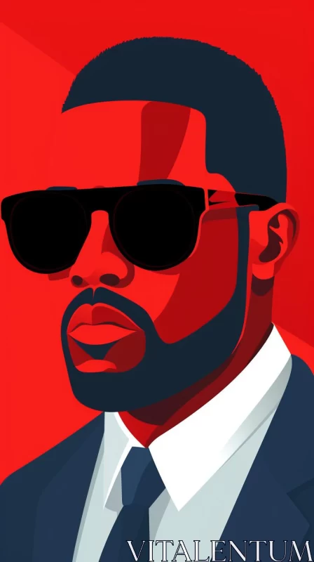 AI ART Neo-Pop Iconography: Man in Suit and Sunglasses