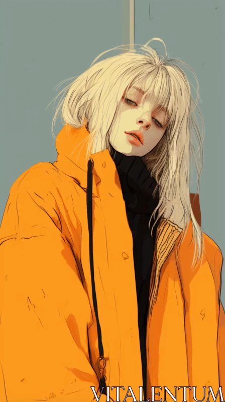 Winter Fashion Anime Girl Illustration in Soft Color Palette AI Image