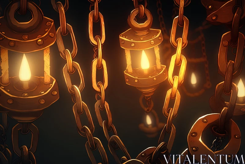 Animated Lanterns on Chains - Celestialpunk Art AI Image
