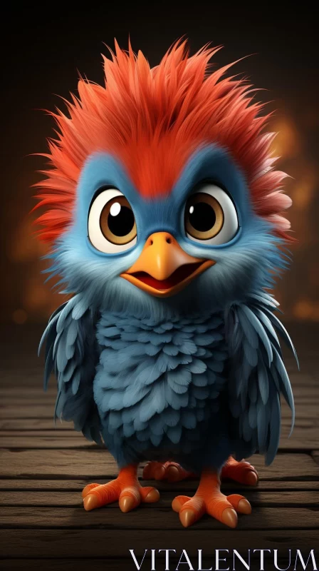 Cartoon Bird with Blue Eyes: A Furry Art Portrayal AI Image