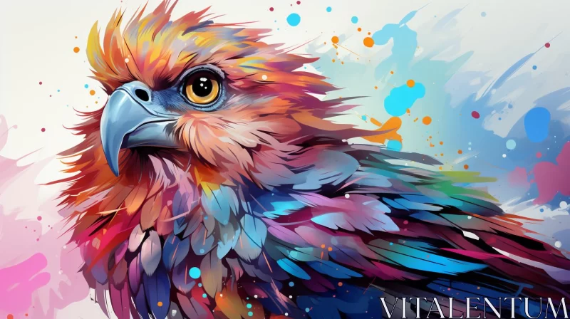 Colorful Bird in Aggressive Digital Illustration Art AI Image