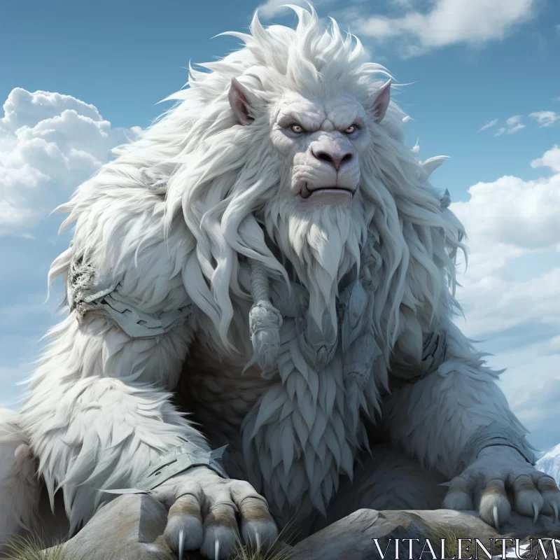 Monstrous White Ape - An Anime-Inspired Himalayan Art AI Image