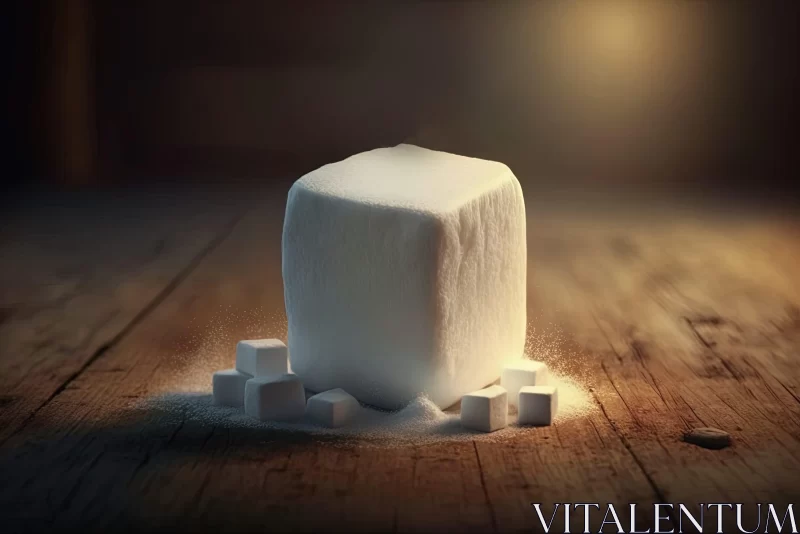 Rustic Still Life of Sugar Cubes: A Surrealistic Interpretation AI Image
