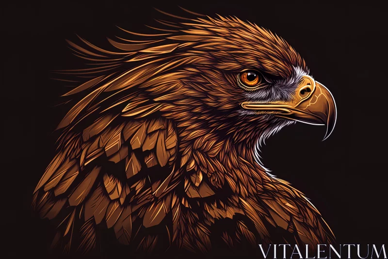 Intense Golden Eagle Artwork on Dark Background AI Image