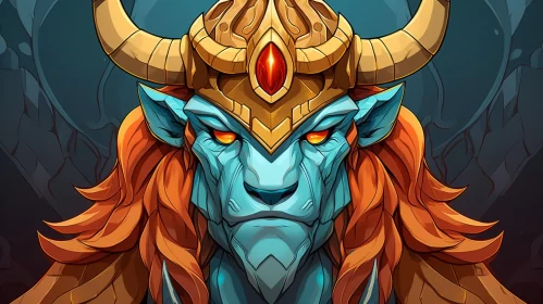 Mythic Manticore Hero: A Stained Glass Styled Portrait AI Image