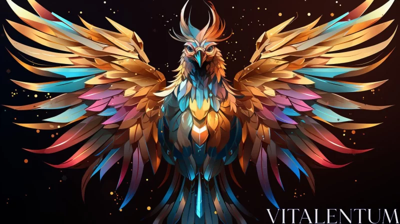 AI ART Colorful Phoenix Illustration in Aurorapunk Style