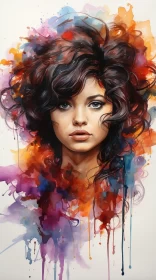 Girl with Colorful Face - A Faux Naif Artwork