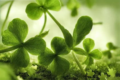 Inspirational Clover Leaves Scene: An Ode to Nature AI Image