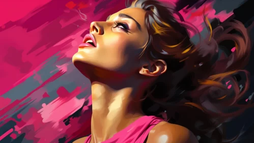Colorful Portraiture of a Woman Painting - An Aggressive Digital Illustration AI Image