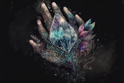 Fantasy Realism Art: Hand Holding Crystal