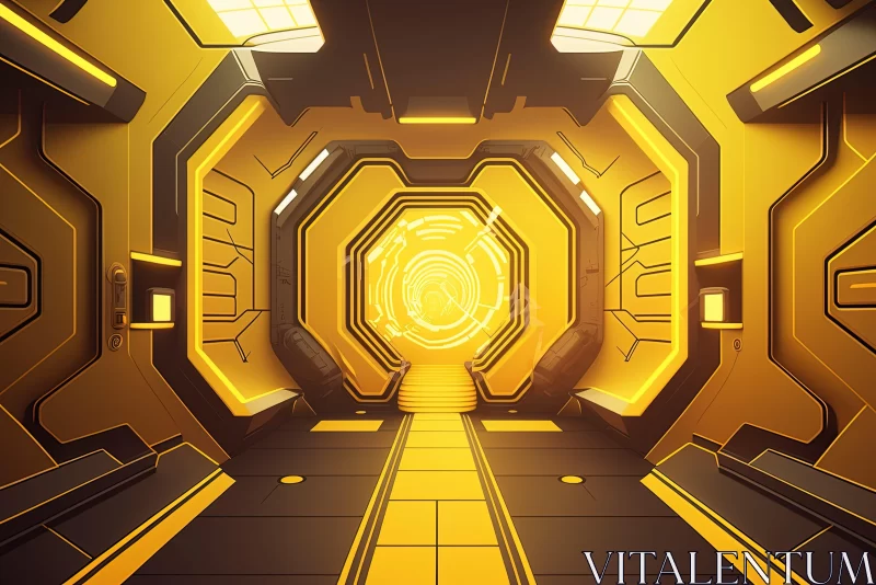 Golden Futuristic Tunnel in Cabincore Style AI Image