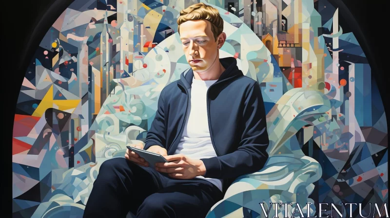 Mark Zuckerberg's Pensive Portrait: A Surrealistic Interpretation AI Image
