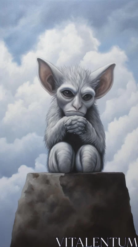 Mysterious Troll Amidst Clouds: A Reflection of Sci-Fi Precisionist Art AI Image