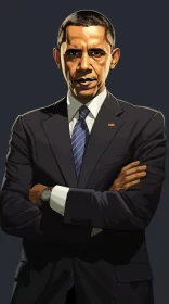 Barack Obama: A Detailed Character Illustration AI Image