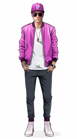 Manga Inspired Young Man in Purple Jacket - Scoutcore and Fashwave
