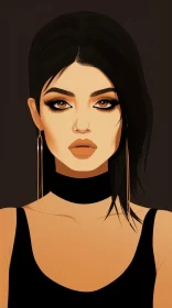 Neo-Pop Fashion Illustration: Woman in Gold Earrings