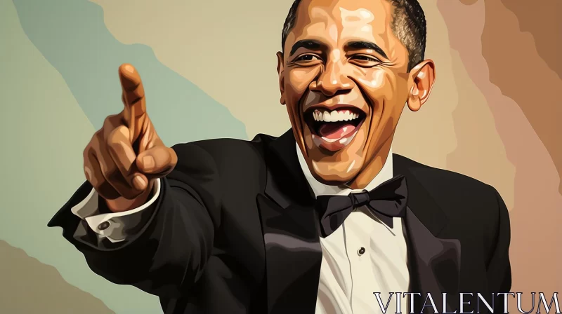 AI ART Satirical Illustration of Barack Obama: Joyful and Optimistic