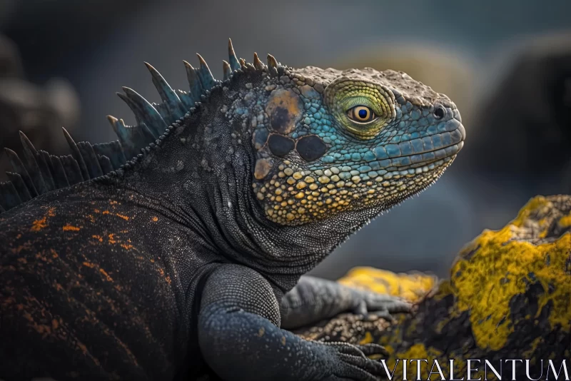 Galapagos Iguana - A Detailed Close-up Portrait AI Image