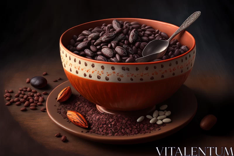 AI ART Realistic Detailed Rendering of a Mug with Beans and Nuts