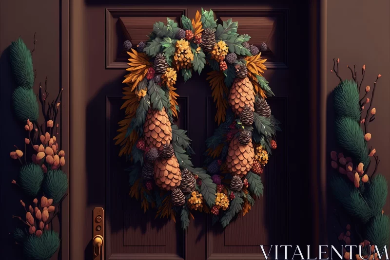 Animated Pine Cone Wreath in Unreal Engine - Cabincore Aesthetic AI Image