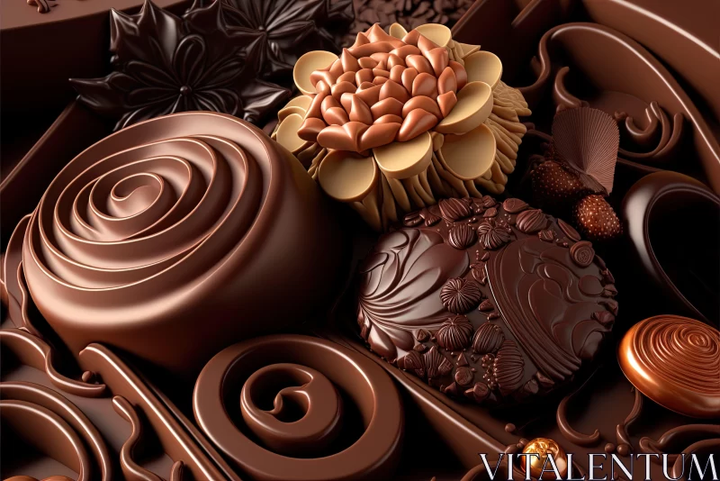 Artistic Chocolate Assortment - A Blend of Realism and Fantasy AI Image