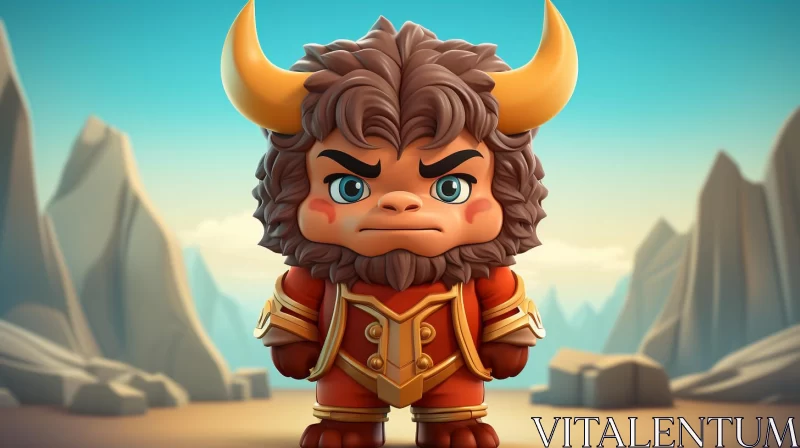 AI ART Cartoon Bull Figure in 2D Game Art Style with Manticore Influence