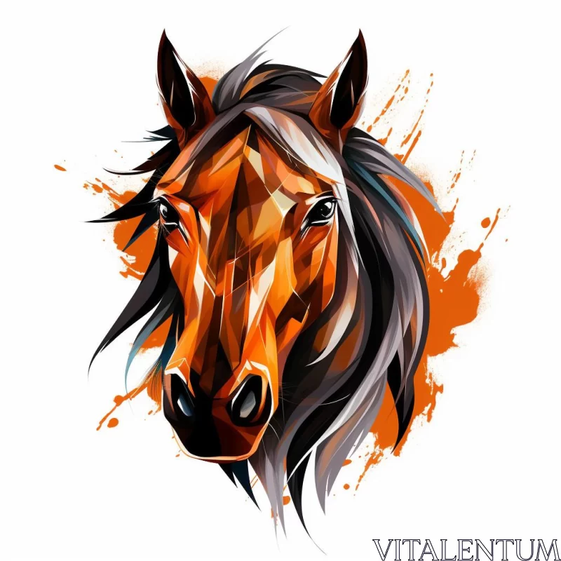 Crystal Cubism Horse Head Illustration AI Image