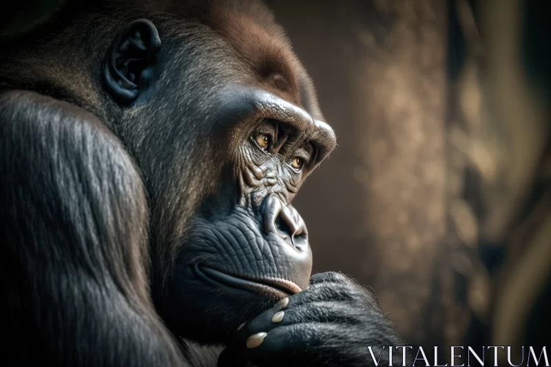 Emotive Gorilla Portraiture - A Pensive Capture AI Image