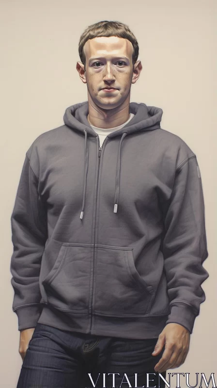 Man in Grey Hoodie and Jeans - A Study in Realistic Still-Life AI Image