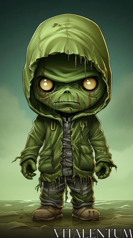 Cute Little Zombie in Hood - Pop Culture and Apocalyptic Art AI Image