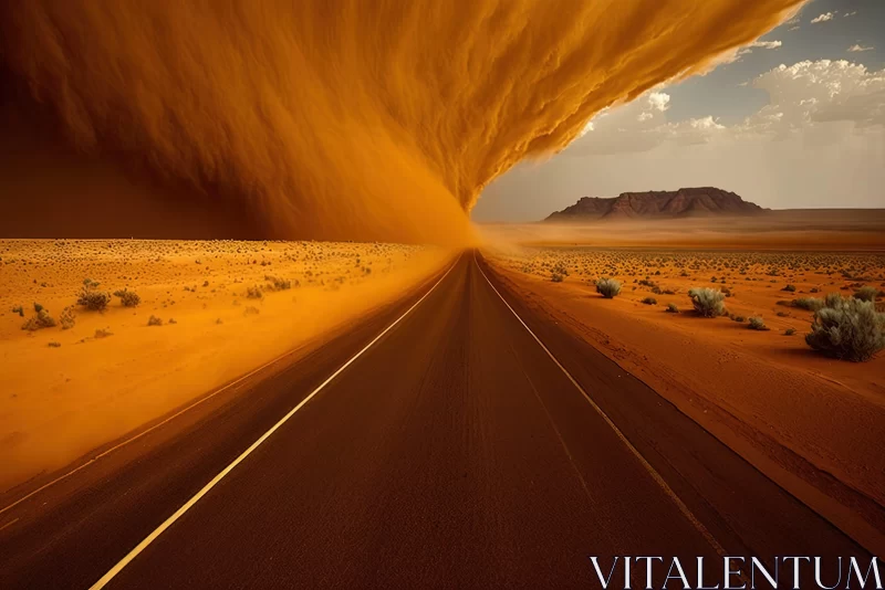 Desert Road Under a Dust Storm - Mesmerizing Colorscapes AI Image