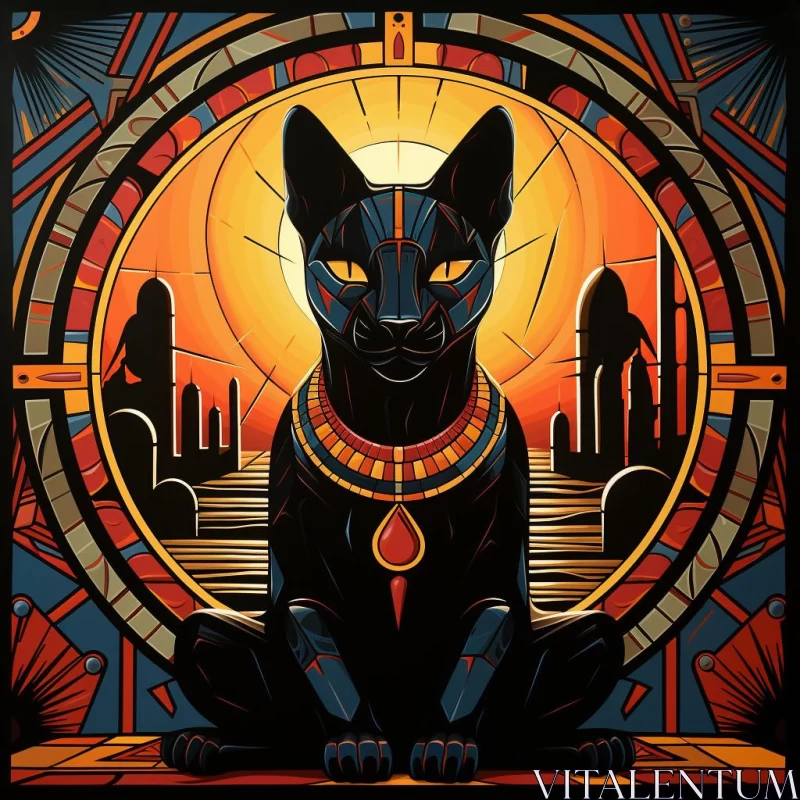 AI ART Egyptian Cat under the Sun: A Fusion of Ancient and Futuristic Art