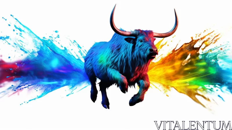 Colorful Conceptual Art of a Yak in Motion AI Image