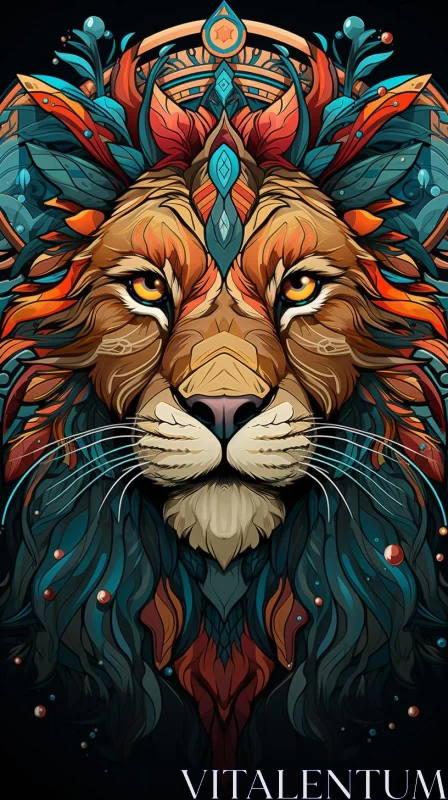 Colorful Lion Head - A Neo-Mosaic Art Masterpiece AI Image