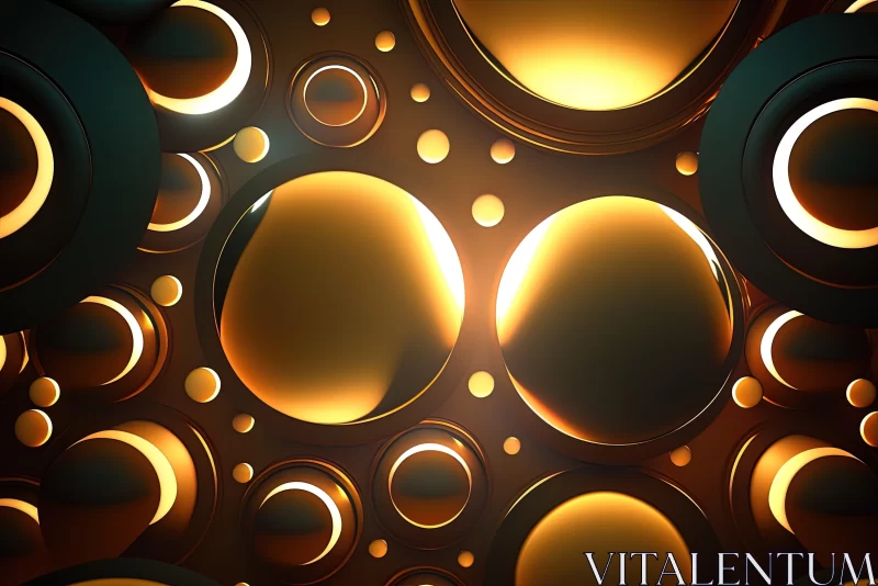 Gold Circles Illuminated - A Dance of Light and Shadow AI Image