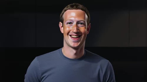 Joyful Studio Portrait of Facebook's Mark Zuckerberg AI Image