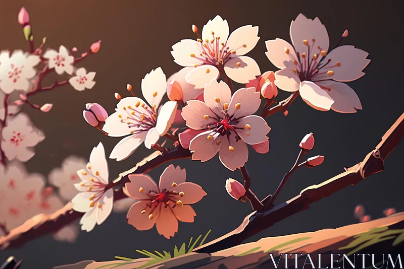 Stylized Cherry Blossom Wallpaper | Luminous Nature Art AI Image