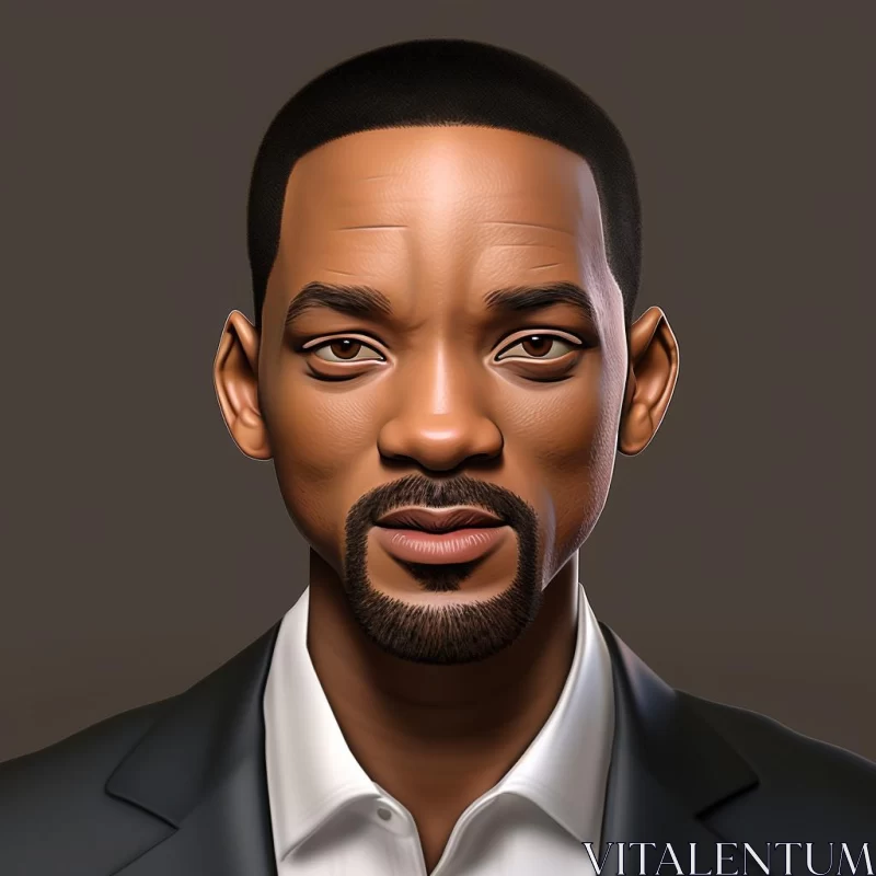 Will Smith Cartoon Portrait: A Playful yet Realistic Representation AI Image