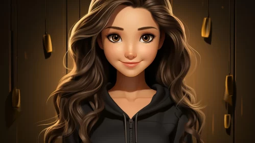 Charming Cartoon Girl in Realistic 2D Game Art Style