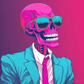 Futuristic Neon Skeleton - A Colorful Digital Art Illustration AI Image