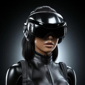 Woman in Virtual Reality Goggles - A Sci-Fi Noir 3D Render